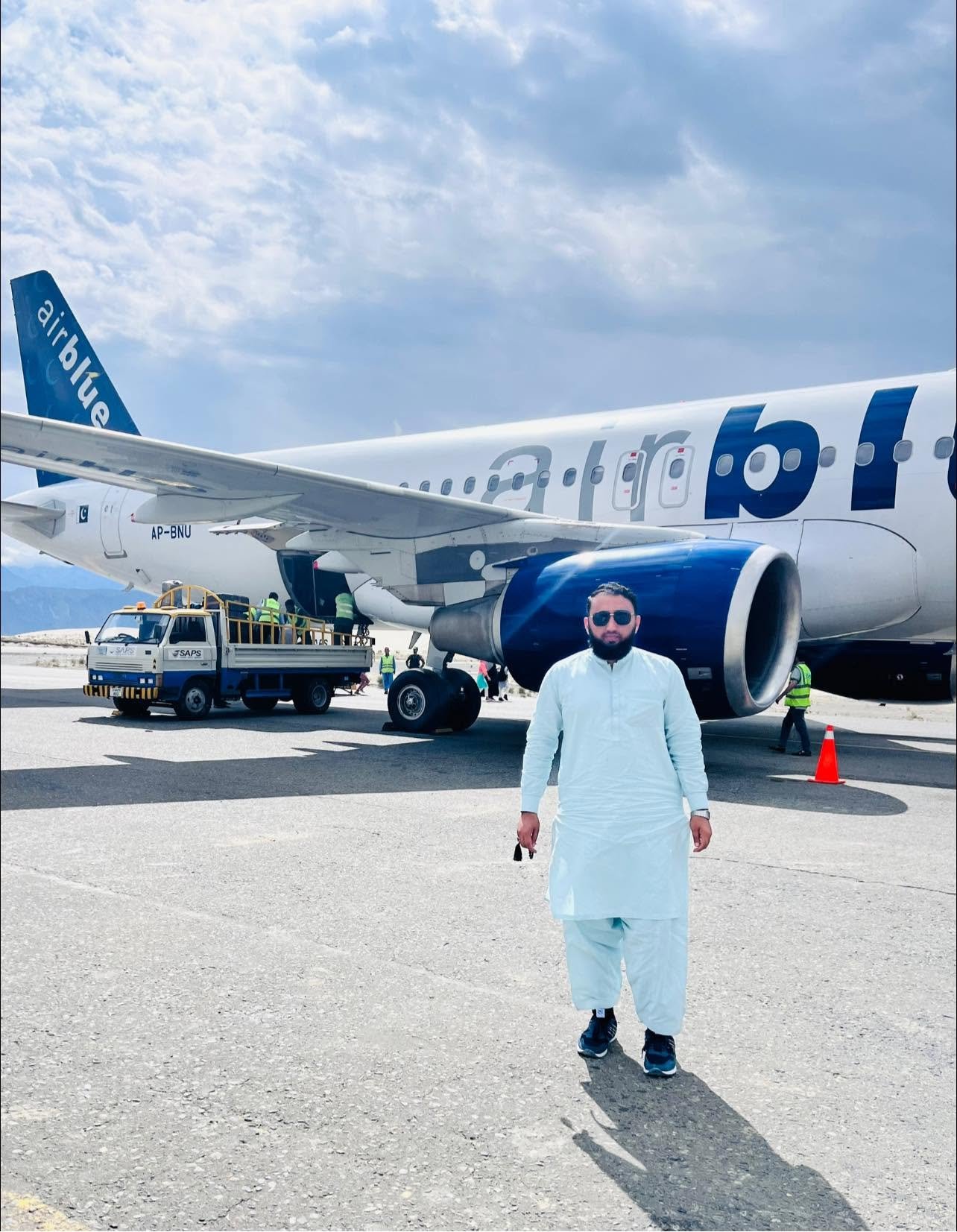 Ibraheem Awan at an airport