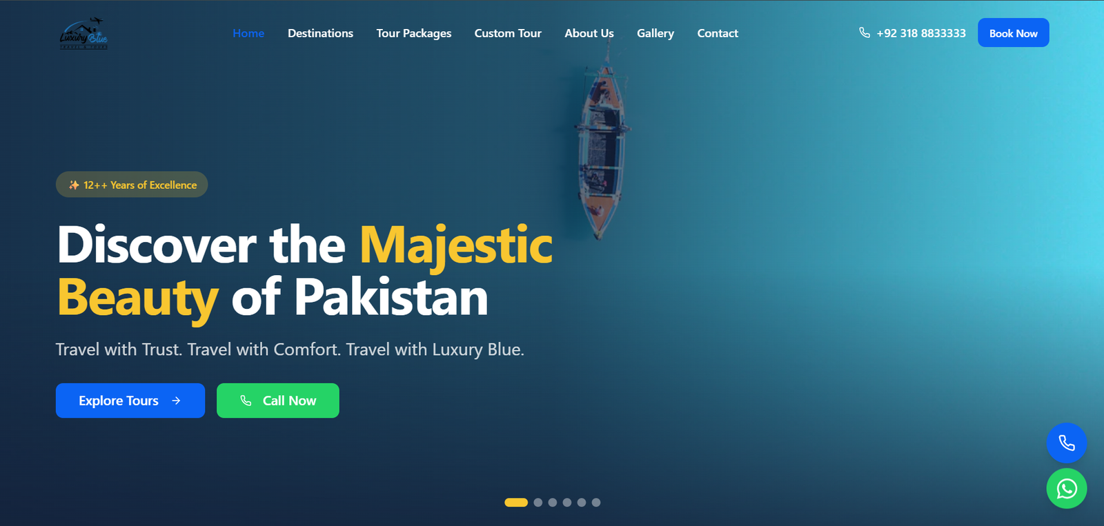 Luxury Blue Tours website
